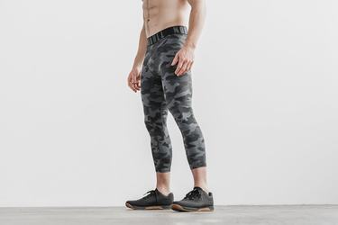 Nobull 3/4 Compression Plush Heather Men's Tights Dark Grey Camo | Australia (DJ3715)